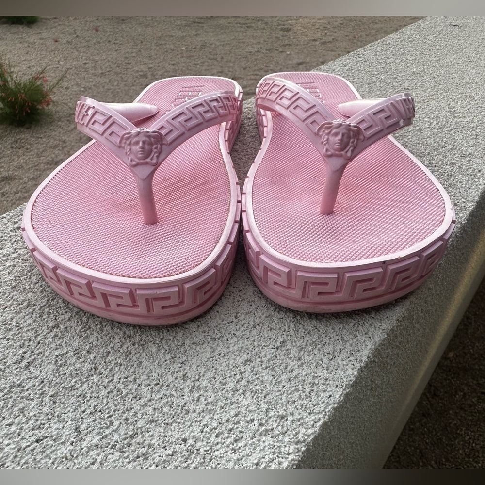 Versace Pink Rubber Flip Flop Sandals - Picture 5 of 7